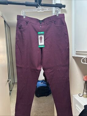 Mario Serrani Deep Burgundy Textured Pull On Stretch Chinos